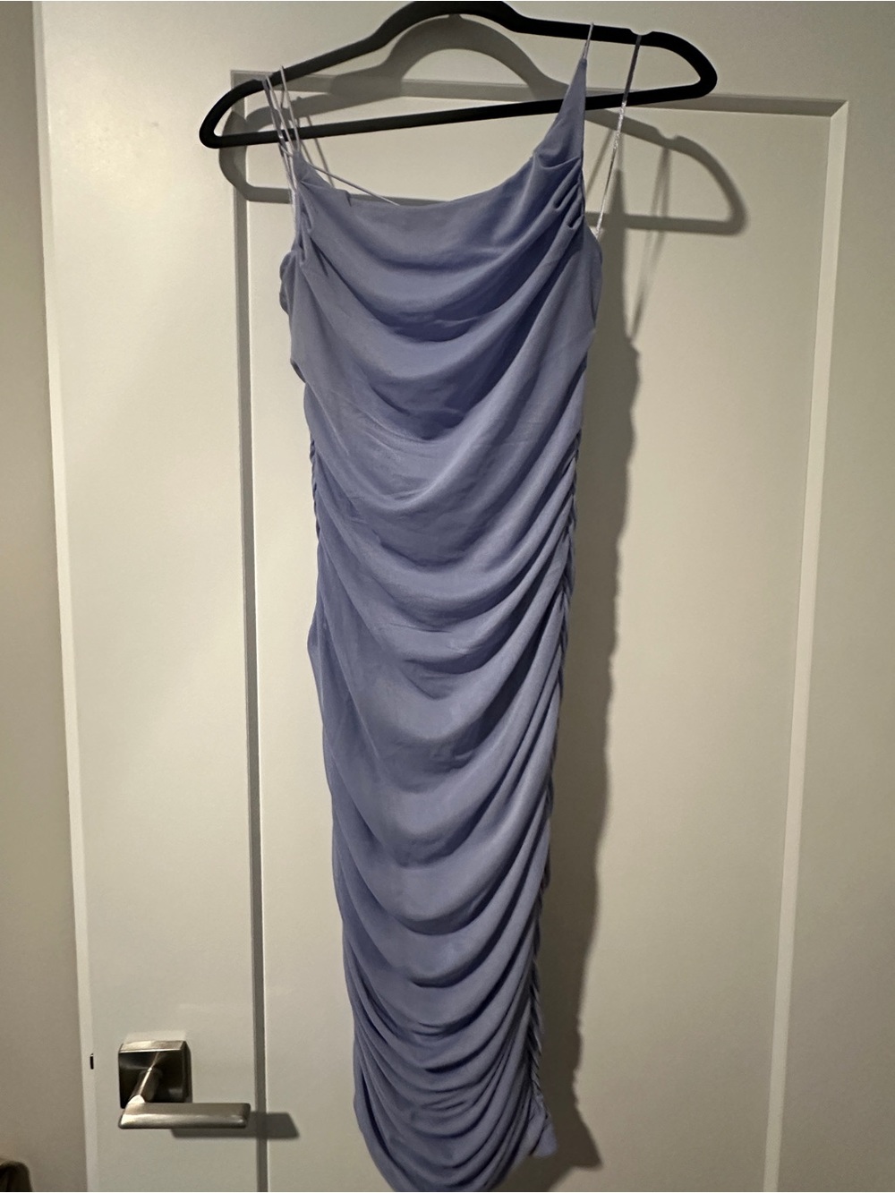 Fashion Nova Lavender Ruched Midi Slip Dress